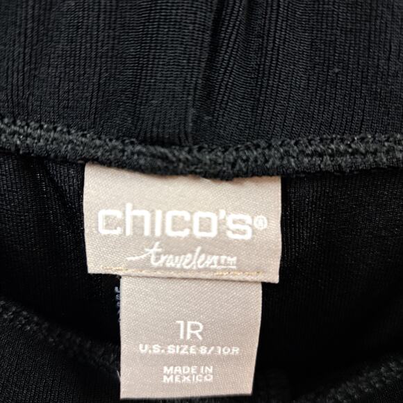 Chico's Travelers Travel Pants‎ 1 M Pull On Elastic Waist Stretch Knit Black 1R - Picture 2 of 5